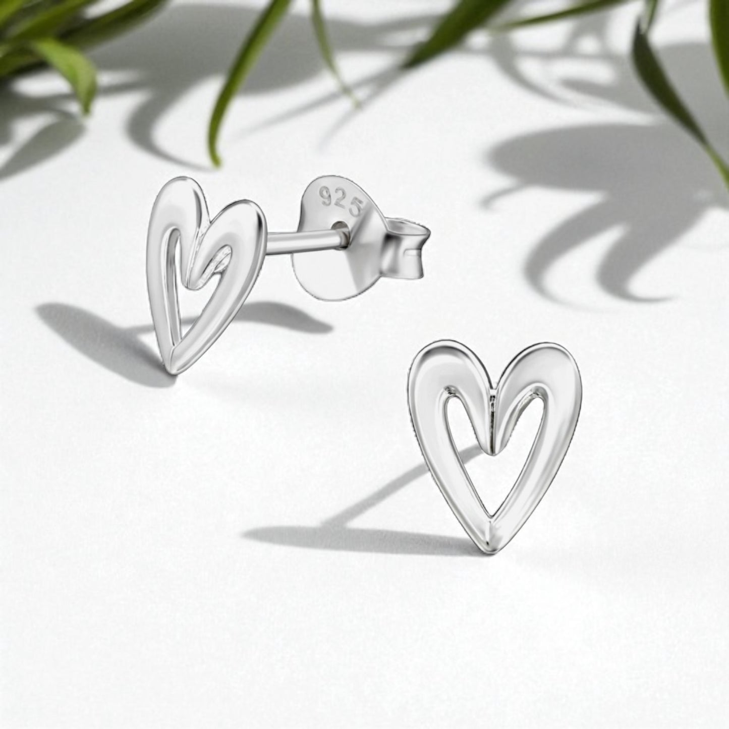 Helena Heart Studs-Silver