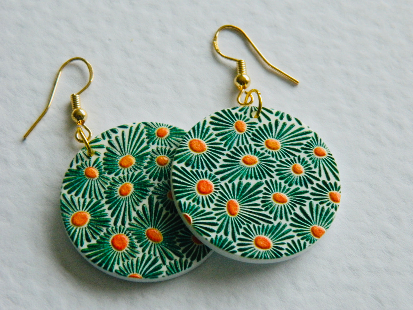 Round Green Flower Dangles
