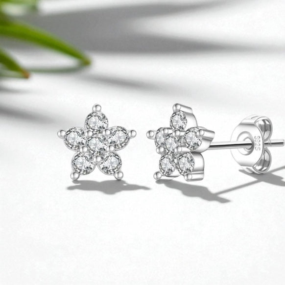 Francesca Flower Studs-Silver