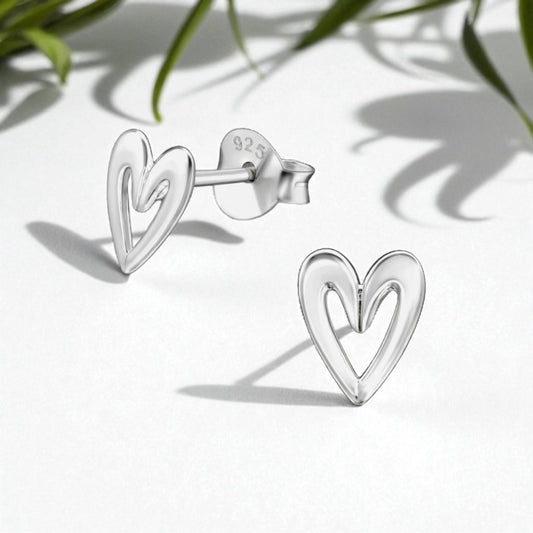Helena Heart Studs-Silver