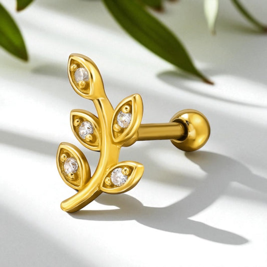 Leaf Single Stud-Gold