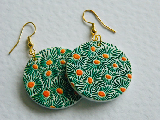 Round Green Flower Dangles