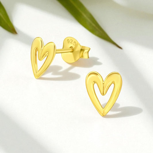 Helena Heart Studs- Gold