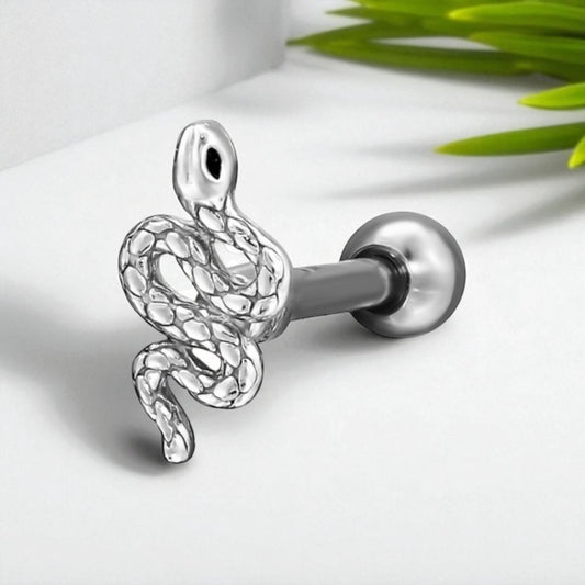 Selina Snake Single Stud-Silver