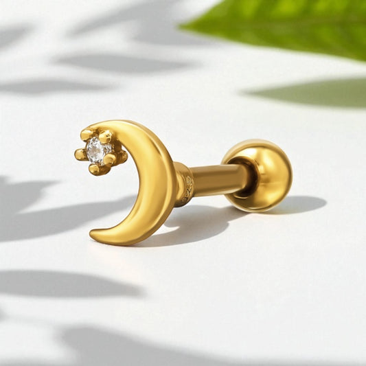Mia Moon Single Stud-Gold