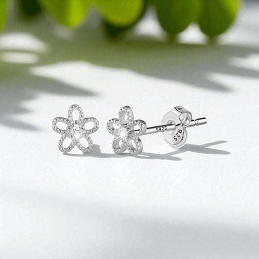 Daisy Flower Studs-Silver