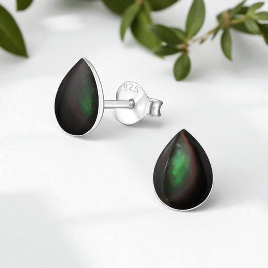 Black Teardrop Studs