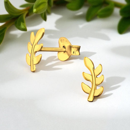 Lisa Leaf Studs-Gold