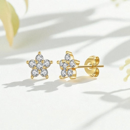 Francesca Flower Studs-Gold