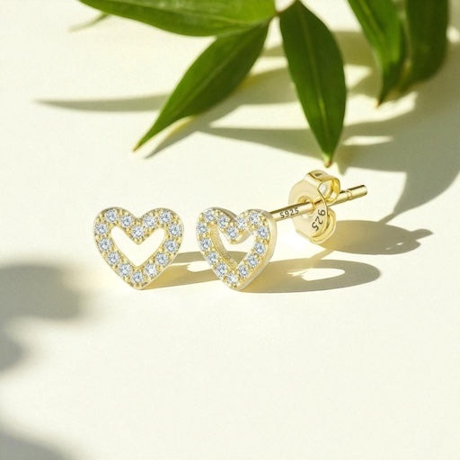 Holly Heart Studs