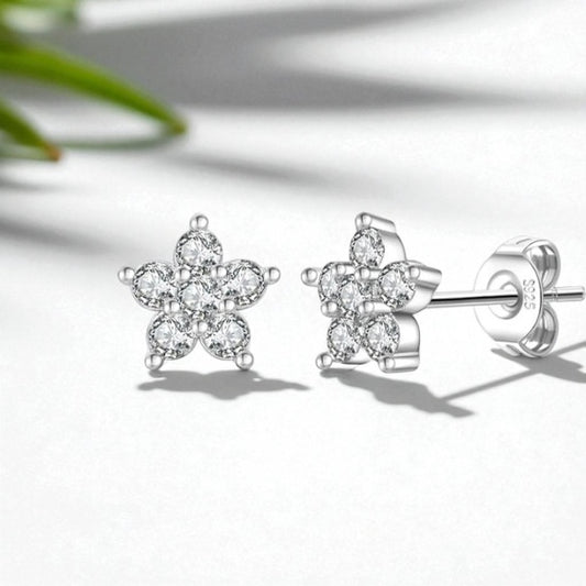 Francesca Flower Studs-Silver
