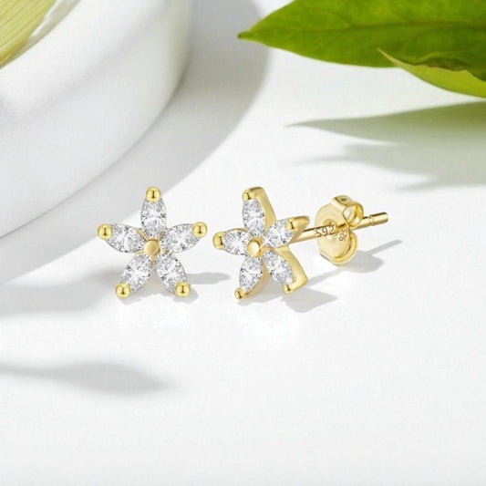 Floral Studs-Gold