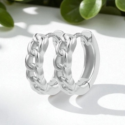 Chunky Chain Huggies-Silver