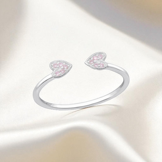 Double Heart Ring-Silver