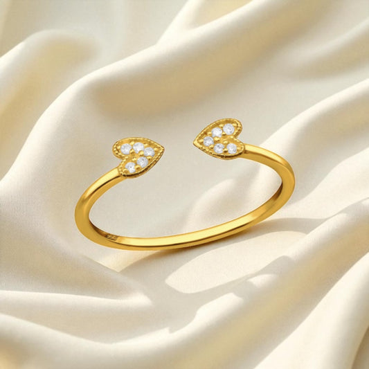 Double Heart Ring- Gold