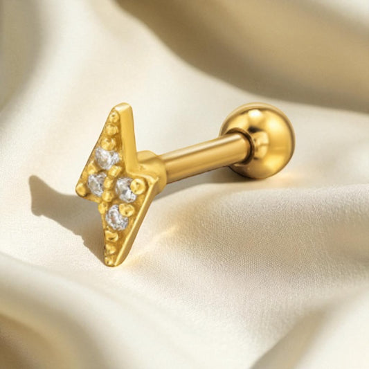 Lexi Lightning Bolt Single Stud-Gold