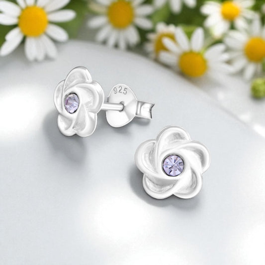 Crystal Flower Studs- Lilac