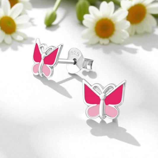 Pink Butterfly Studs